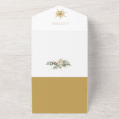 Invitation Tout En Un Élégant Joyeux Noël en or Botanique 3-Photo (Dehors)