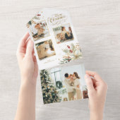 Invitation Tout En Un Élégant Joyeux Noël en or Botanique 3-Photo (Déchirure)