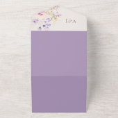 Invitation Tout En Un Élégant Lavande Floral Fleurs sauvages QR RSVP (Dehors)