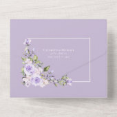 Invitation Tout En Un Élégant Lavande Lavande Rustique Mariage dentelle (Verso)