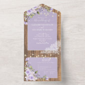 Invitation Tout En Un Élégant Lavande Lilac Rustique Mariage de dentelle (À l'intérieur)