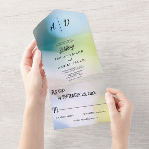 Invitation Tout En Un Élégant livre vert classe lumières Mariage All In