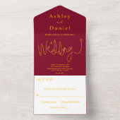 Invitation Tout En Un Elégant Luxe Bourgogne Et Mariage Moderne Or (À l'intérieur)