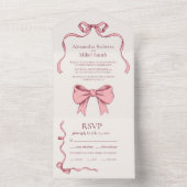 Invitation Tout En Un Élégant Mariage à main rose tiré (À l'intérieur)