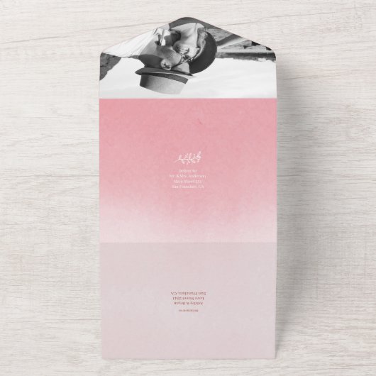 Invitation Tout En Un Élégant Mariage Arrière - plan rose Gradient (Dehors)