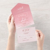 Invitation Tout En Un Élégant Mariage Arrière - plan rose Gradient (Déchirure)