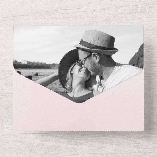 Invitation Tout En Un Élégant Mariage Arrière - plan rose Gradient (Verso)