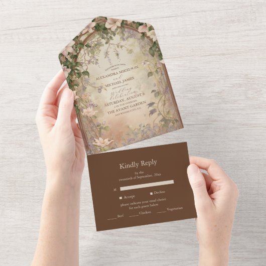 Invitation Tout En Un Élégant Mariage Art Nouveau (Déchirure)