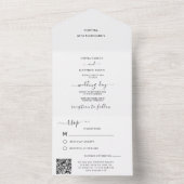 Invitation Tout En Un Elégant Mariage blanc classique QR Code RSVP (À l'intérieur)