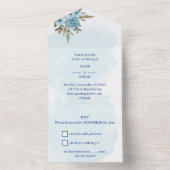 Invitation Tout En Un Élégant Mariage bleu fleur (À l'intérieur)