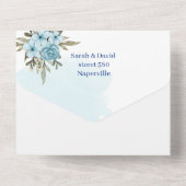 Invitation Tout En Un Élégant Mariage bleu fleur (Verso)