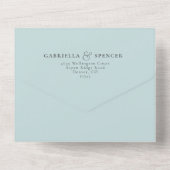 Invitation Tout En Un Élégant Mariage Bleu Lumière Tout en un (Verso)
