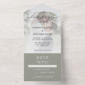 Invitation Tout En Un Élégant Mariage bohème rustique Sage Green (À l'intérieur)