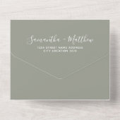 Invitation Tout En Un Élégant Mariage bohème rustique Sage Green (Verso)