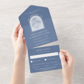 Invitation Tout En Un Élégant Mariage botanique Dusty Blue Coneflower (Déchirure)