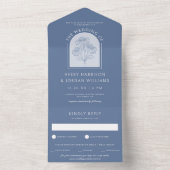 Invitation Tout En Un Élégant Mariage botanique Dusty Blue Coneflower (À l'intérieur)