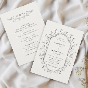 Invitation Tout en Un Élégant Mariage Botanique Vintage