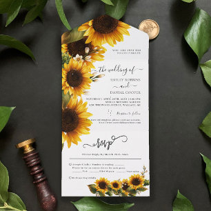 Invitation Tout En Un Élégant Mariage Bouquet De Fleurs De Soleil Tout E