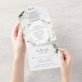 Invitation Tout En Un Élégant Mariage Budget Verdure Foliage (Déchirure)