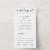 Invitation Tout En Un Élégant Mariage Calligraphié Blanc Script (À l'intérieur)