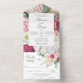 Invitation Tout En Un Elégant Mariage campagnard floral Boho aquarelle (À l'intérieur)