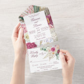 Invitation Tout En Un Elégant Mariage campagnard floral Boho aquarelle (Déchirure)