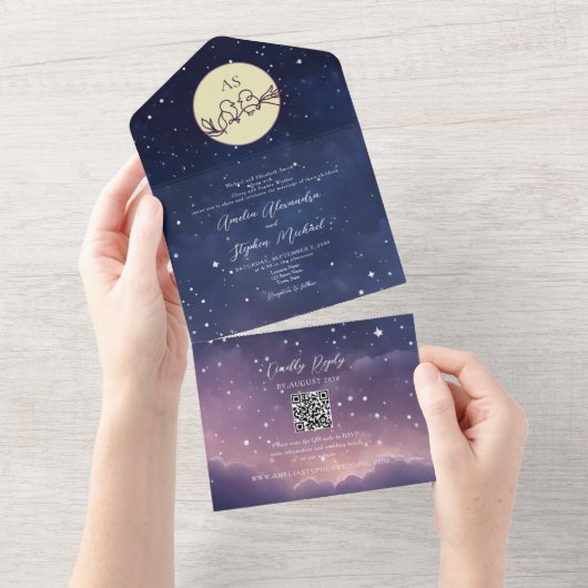 Invitation Tout En Un Élégant Mariage céleste (Déchirure)