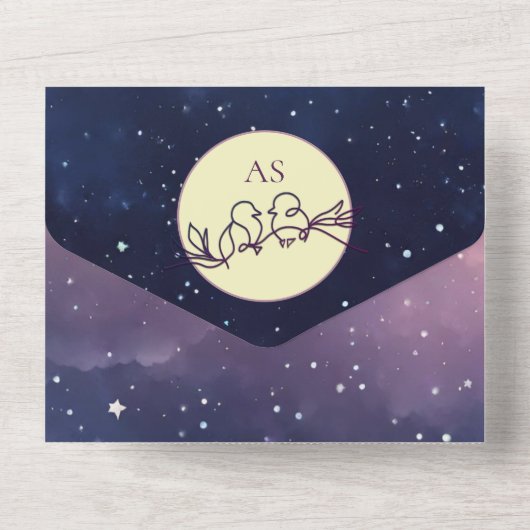 Invitation Tout En Un Élégant Mariage céleste (Verso)