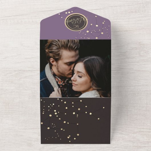 Invitation Tout En Un Élégant Mariage céleste (Dehors)