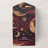 Invitation Tout En Un Élégant Mariage céleste d'or de Bourgogne (Dehors)