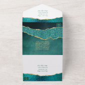 Invitation Tout En Un Élégant Mariage d'âge Turquoise & Or (Dehors)