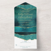 Invitation Tout En Un Élégant Mariage d'âge Turquoise & Or (À l'intérieur)
