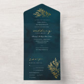 INVITATION TOUT EN UN ÉLÉGANT MARIAGE D'ALGUES DE MER SOUS-MARINES GOLD  (À l'intérieur)