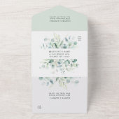 Invitation Tout En Un Élégant Mariage d'aquarelle de feuillage vert (Dehors)