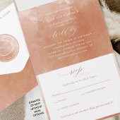 Invitation Tout En Un Élégant Mariage d'aquarelle en terre cuite tout