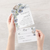Invitation Tout En Un Elégant Mariage d'aquarelle florale (Déchirure)