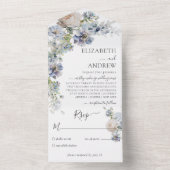 Invitation Tout En Un Elégant Mariage d'aquarelle florale (À l'intérieur)