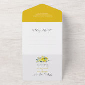 Invitation Tout En Un Elégant Mariage d'aquarelle florale de moutarde ja (Dehors)