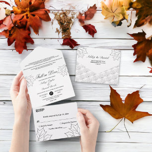 Invitation Tout En Un Élégant Mariage de automne rustique d'érable noir 