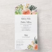 Invitation Tout En Un Elégant Mariage de Boho Jardin Succulent (À l'intérieur)