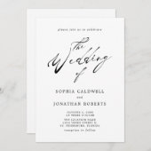 Invitation Tout en un élégant Mariage de calligraphie noire (Devant / Derrière)