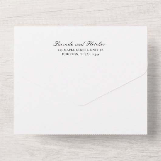 Invitation Tout En Un Élégant Mariage de code QR classique (Verso)
