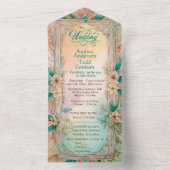 Invitation Tout En Un Elégant mariage de couleur douce florale moderne (À l'intérieur)