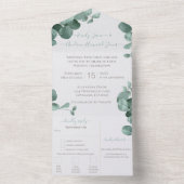 Invitation Tout En Un Élégant Mariage de couronne Eucalyptus (À l'intérieur)