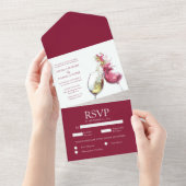 Invitation Tout En Un Élégant Mariage de danse du vin rouge et blanc (Déchirure)