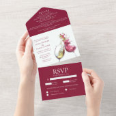 Invitation Tout En Un Élégant Mariage de danse du vin rouge et blanc (Déchirure)