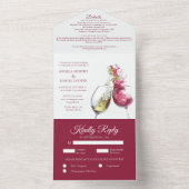 Invitation Tout En Un Élégant Mariage de danse du vin rouge et blanc (À l'intérieur)