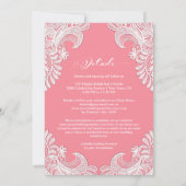 Invitation Tout en un élégant Mariage de dentelle rose (Dos)