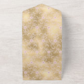 Invitation Tout En Un Élégant Mariage de dentelle rose et or (Dehors)