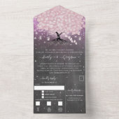 Invitation Tout En Un Élégant Mariage de feuille de coeur rose pâle (À l'intérieur)